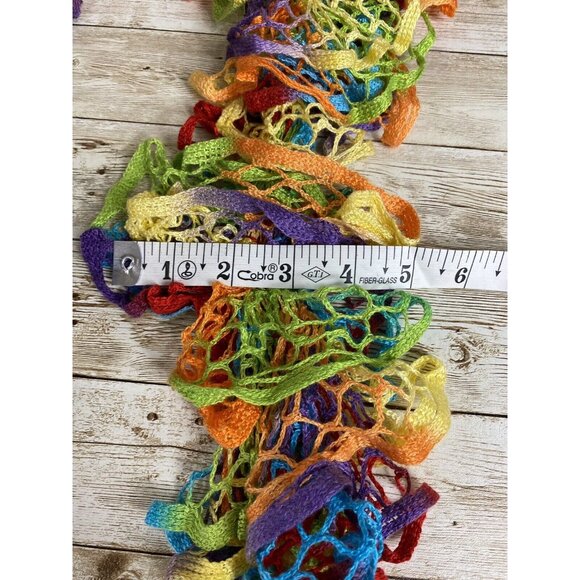 Crochet Scarf Colorful Summer Cotton Bright 5x70 Calypso Floral Flowers - Picture 7 of 10